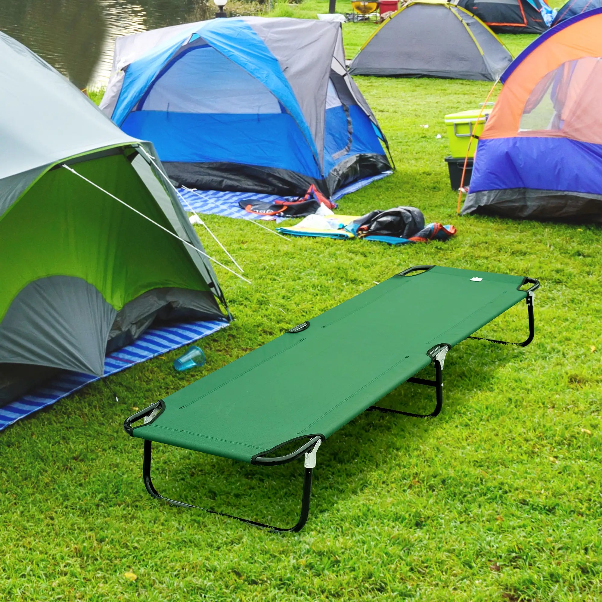 Folding Camping Cot, Portable Outdoor Sleeping Bed, Green Camping Cots at Gallery Canada