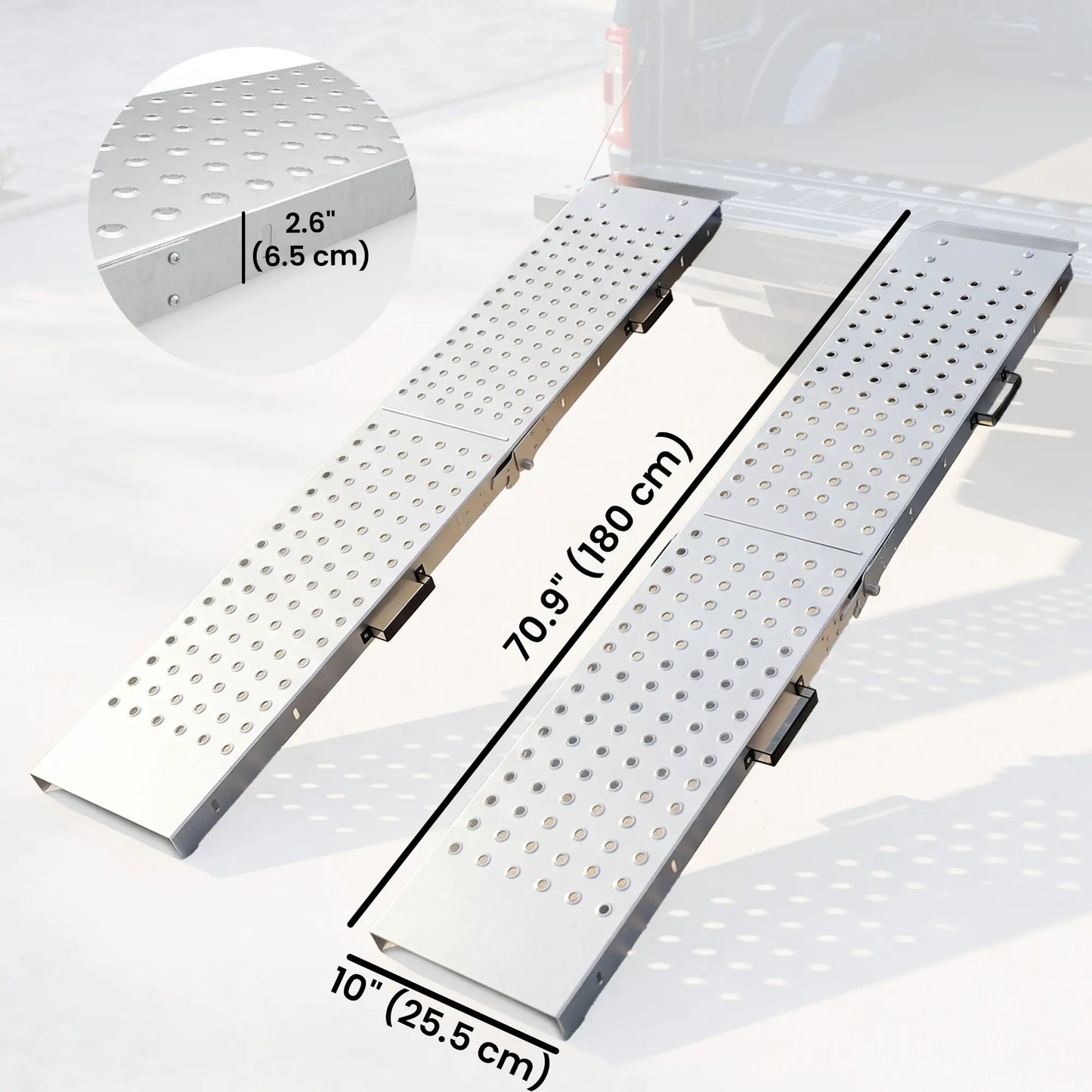 Folding Loading Ramps, 70.9" x 10", 880 lb, Silver Automotive at Gallery Canada