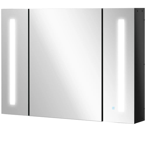 Wall Mounted Medicine Cabinet with Mirror, Adjustable Shelf, USB Charge, High Gloss, Black