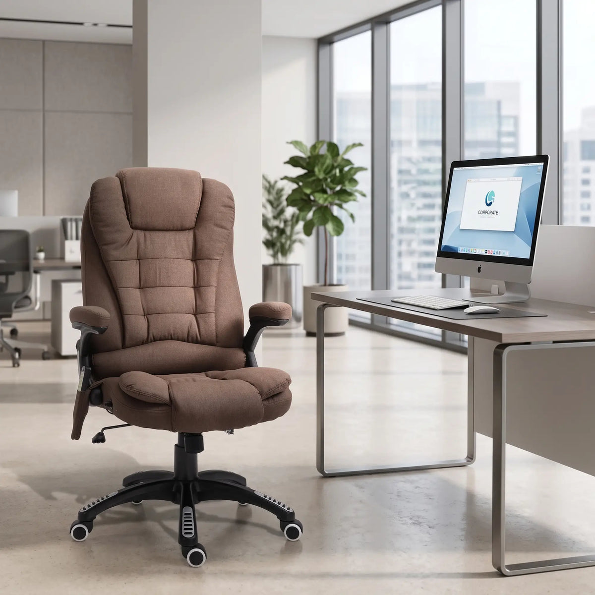 Reclining Massage Office Chair, High Back, Swivel Wheels, Brown Massage Chairs at Gallery Canada