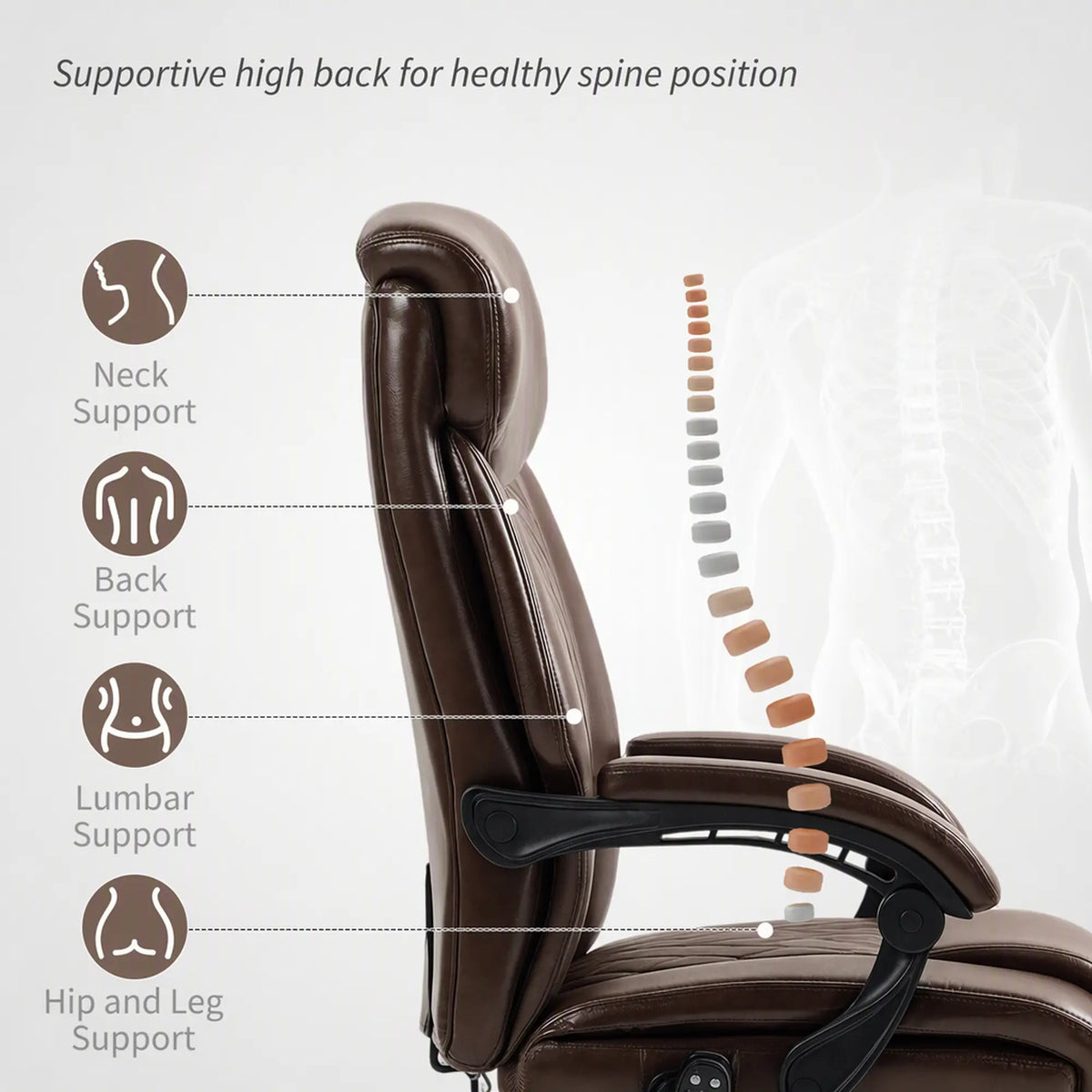 6 Point Massage Office Chair, Ergonomic Reclining Desk Chair, Dark Brown Massage Chairs at Gallery Canada