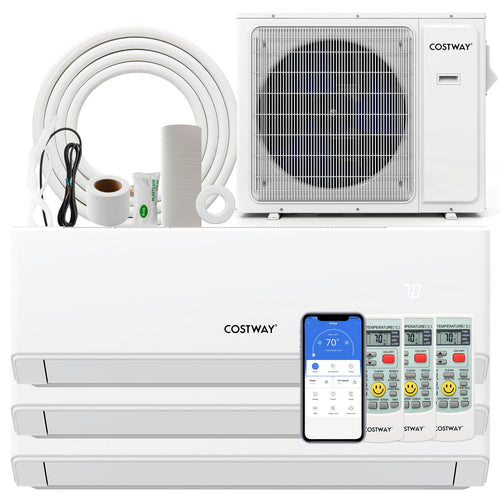 30000 BTU 3 Zone 23 SEER2 Mini Split AC, Heat Pump, 7K + 9K + 12K, White
