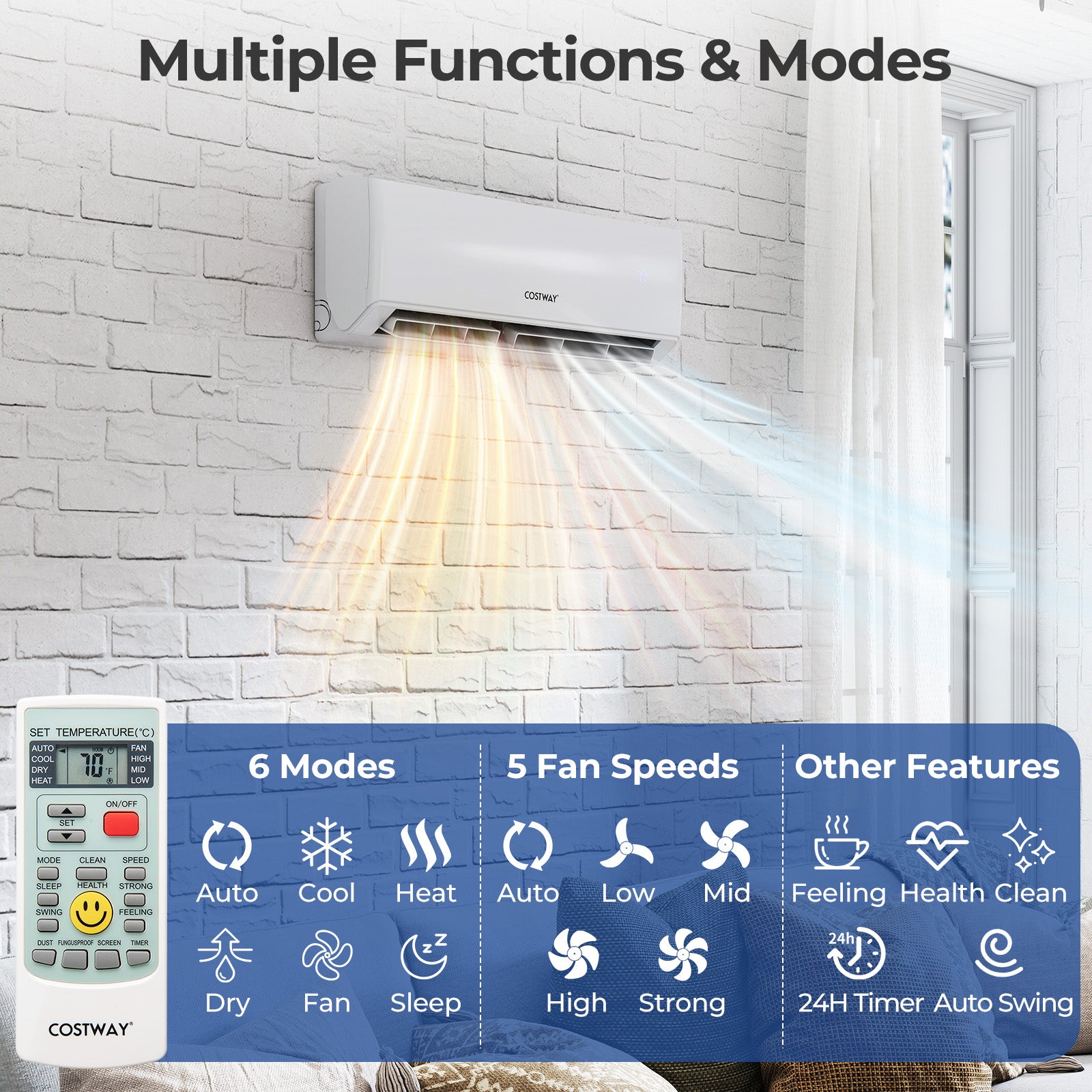 30000 BTU 3 Zone 23 SEER2 Mini Split AC With Heat Pump, 9K + 9K + 12K, White Mini Split Air Conditioners at Gallery Canada