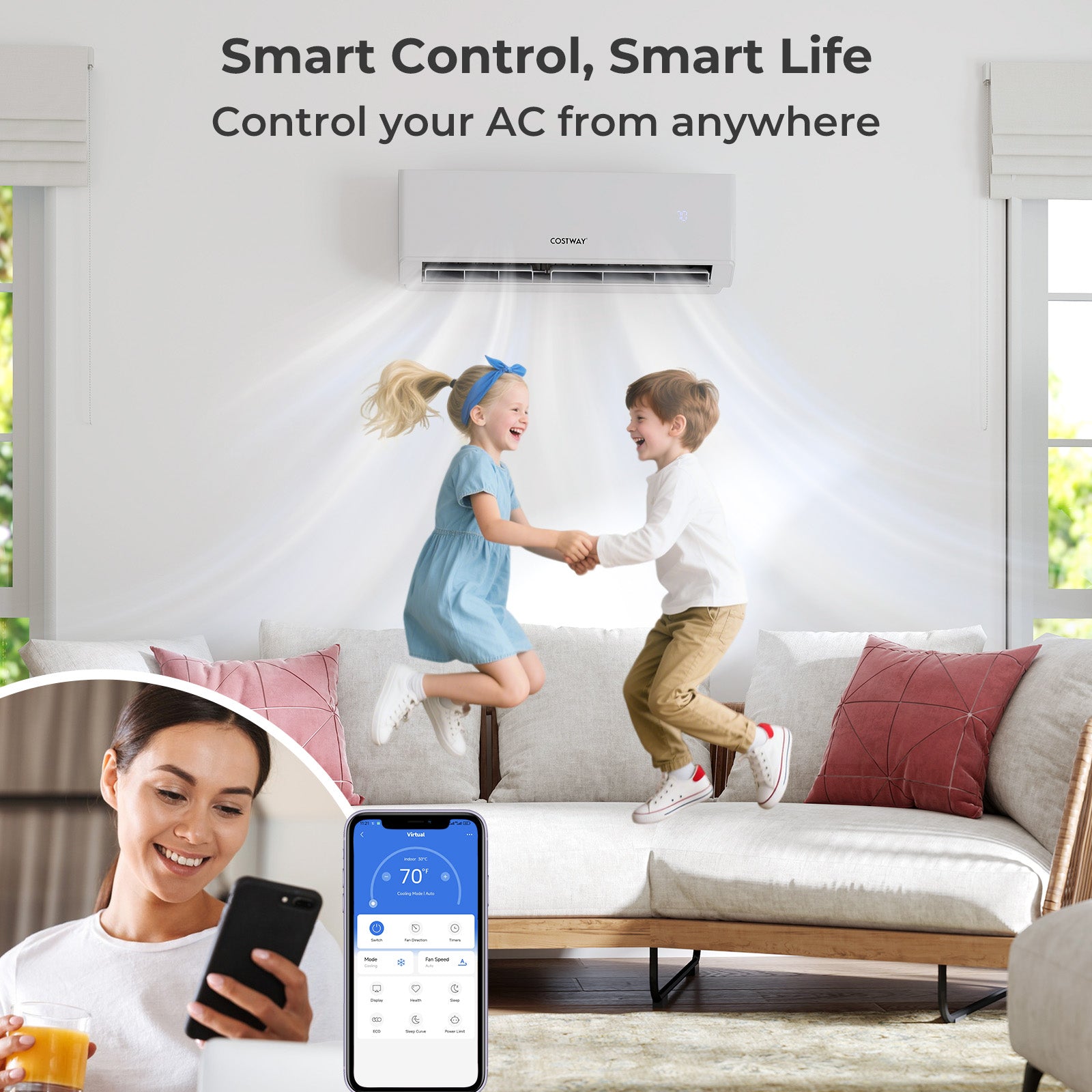 30000 BTU 4 Zone 23 SEER2 Mini Split AC, Heat Pump, 7K + 9K + 9K + 12K, White Mini Split Air Conditioners at Gallery Canada