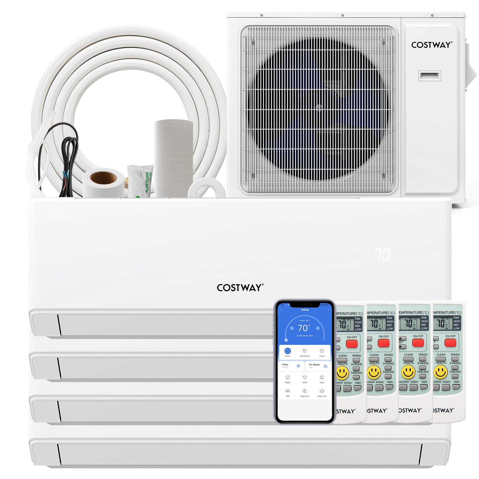30000 BTU 4 Zone 23 SEER2 Mini Split AC, Heat Pump, 9K+9K+9K+9K, White Mini Split Air Conditioners White at Gallery Canada