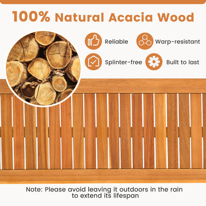 Acacia Wood Outdoor Bench With Slatted Seat, Natural Outdoor Benches at Gallery Canada