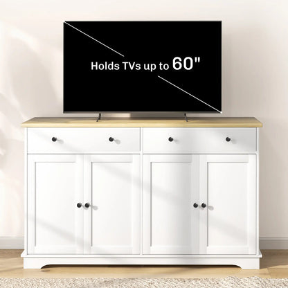 Modern Sideboard, Buffet Cabinet with Drawers, Adjustable Shelves, White Storage Cabinets at Gallery Canada