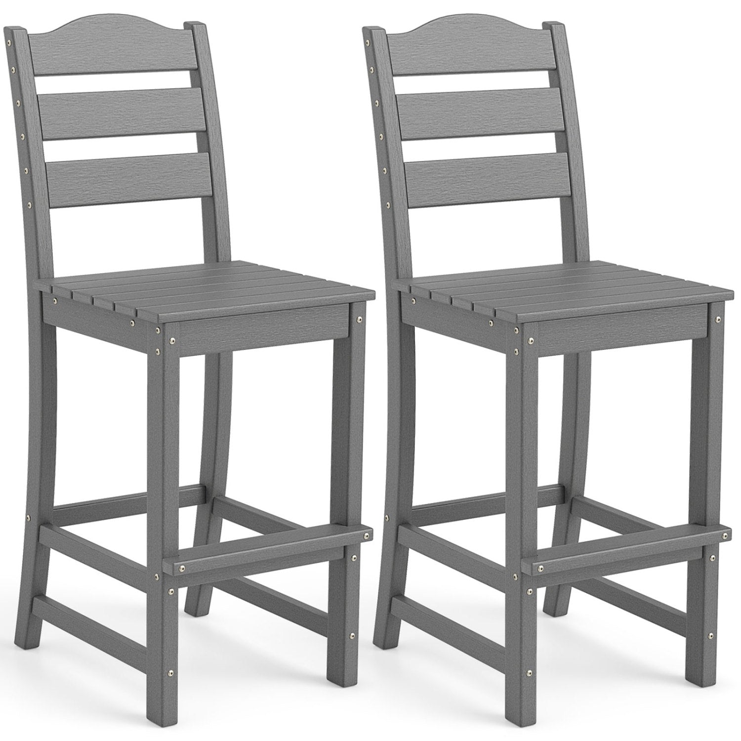 30 Inches Counter Height Bar Stool, With Backrest and Footrest, Gray Patio Bar Furniture at Gallery Canada