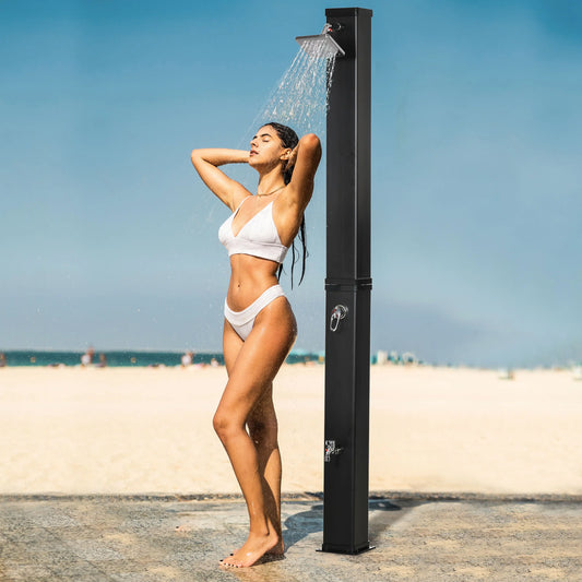 10.6 Gallon Solar Heated Shower, Temperature Adjustment, Foot Shower