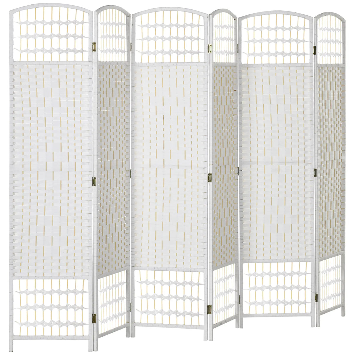 6 Panel Folding Room Divider, Portable Privacy Screen, White Room Dividers White at Gallery Canada