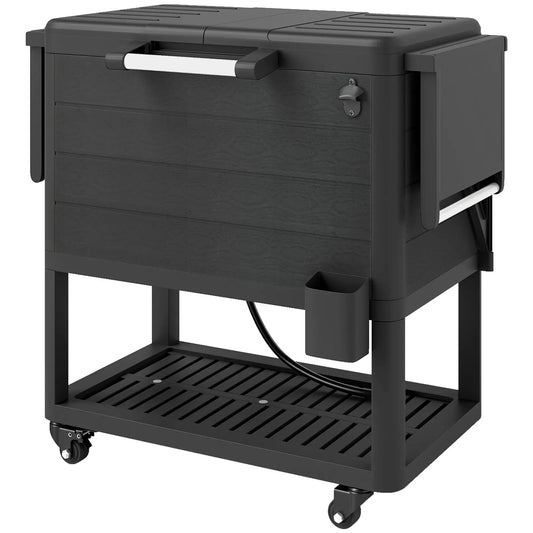 104 Quart Large Capacity Outdoor Cooler Cart, Patio Rolling Ice Chest, Black Cooler Boxes Black at Gallery Canada