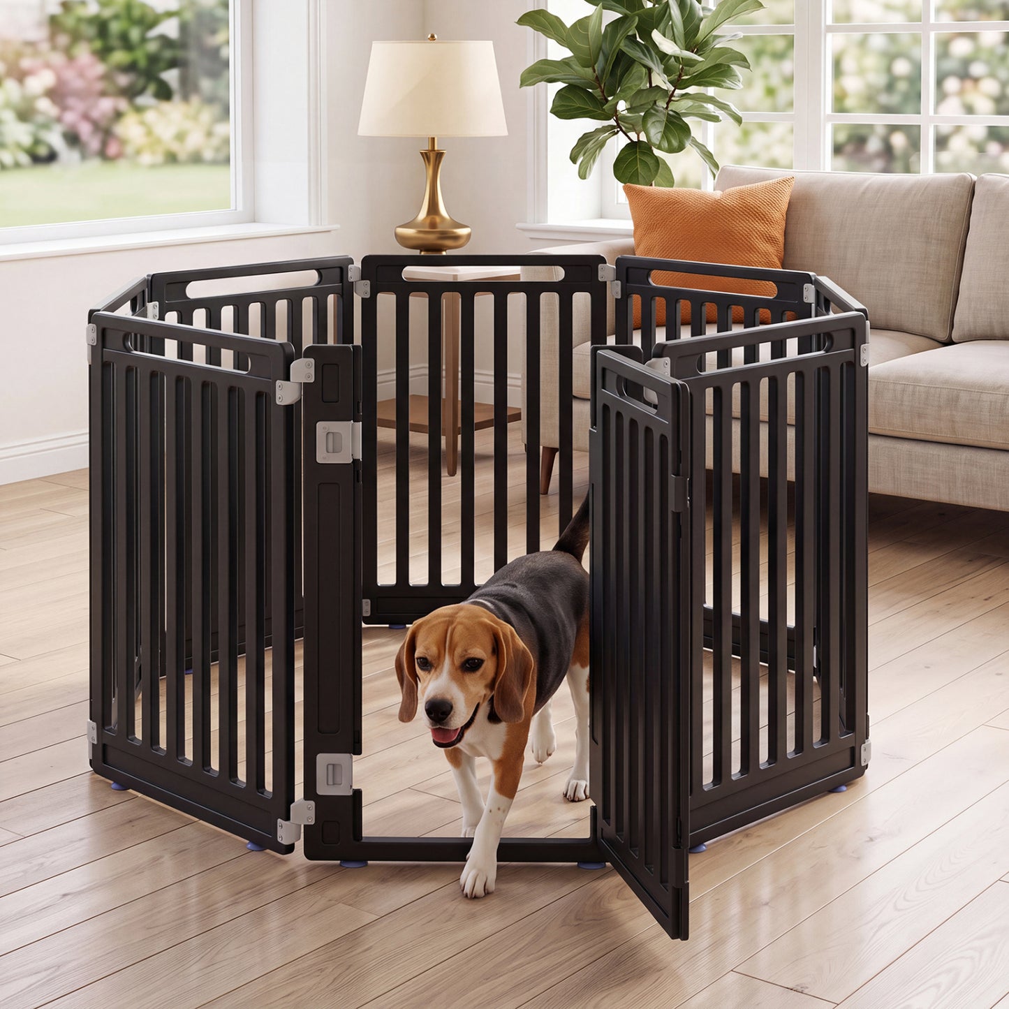 31.5" Height Dog Playpen with 8 Panels, Black Pet Gate at Gallery Canada