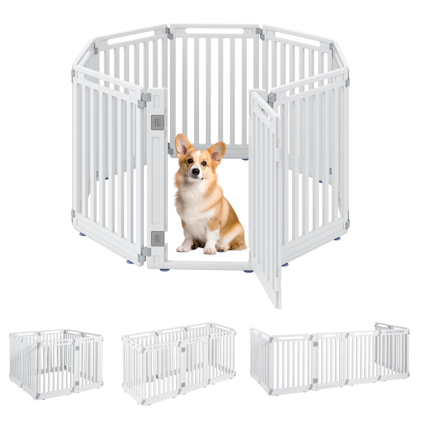 31.5" Height 8-Panel Dog Playpen, White Pet Gate White at Gallery Canada