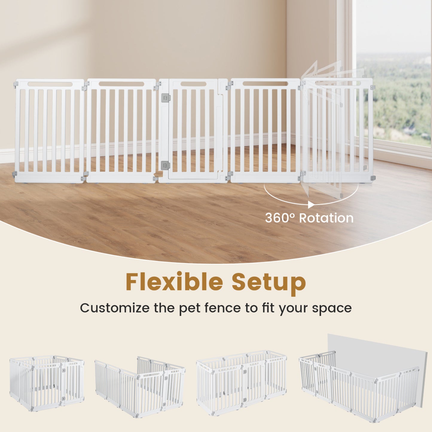 31.5" Height 8-Panel Dog Playpen, White Pet Gate at Gallery Canada