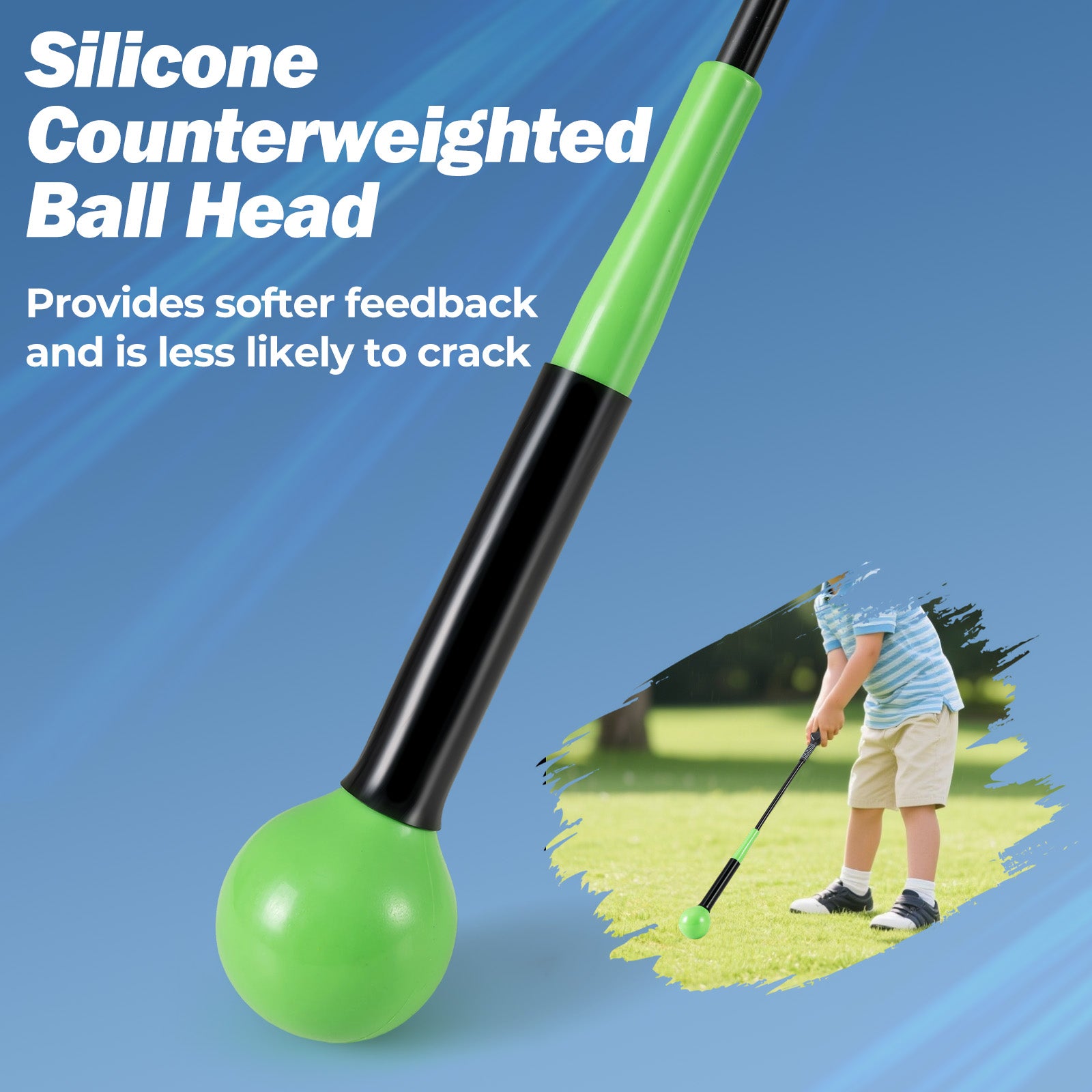 31.5 Inch Golf Swing Trainer Aid with Weighted Head for Grip Rhythm Balance, Green Golf at Gallery Canada