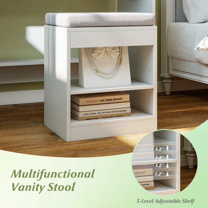 31.5 Inches Vanity Desk, 3 Lighting Modes, Storage Shelves, White Makeup Vanities at Gallery Canada