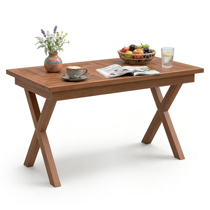 Table basse d'extérieur en bois de teck 31,5", plateau patio à lattes