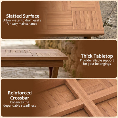 Table basse d'extérieur en bois de teck 31,5", plateau patio à lattes