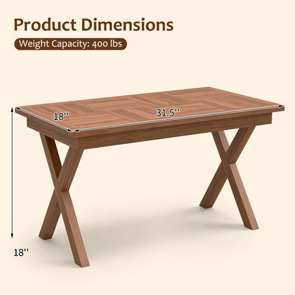 Table basse d'extérieur en bois de teck 31,5", plateau patio à lattes