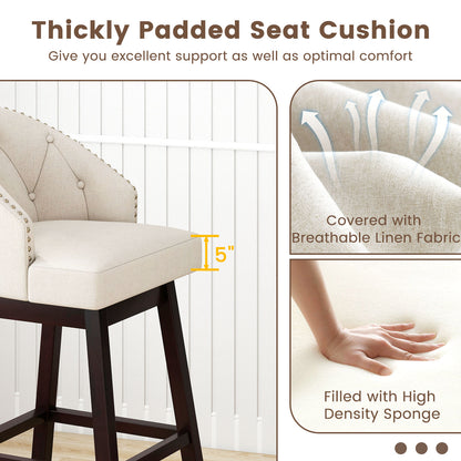 31 Inch Bar Stools Set of 4, Padded Swivel Seat, Rubber Wood Frame, Beige Bar Stools at Gallery Canada