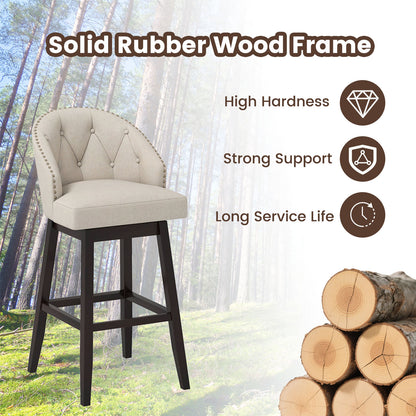 31 Inch Bar Stools Set of 4, Padded Swivel Seat, Rubber Wood Frame, Beige Bar Stools at Gallery Canada