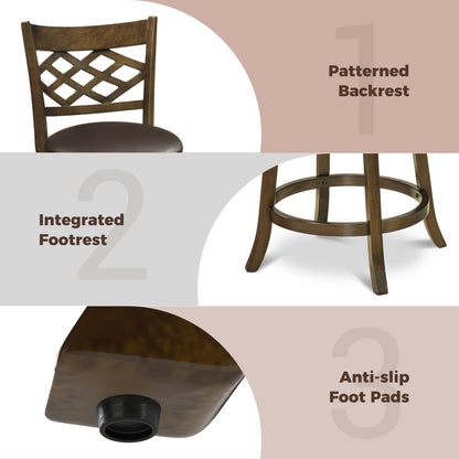 31 Inch Counter Height Bar Stools Set of 2 with Rubber Wood Frame, Brown Bar Stools at Gallery Canada