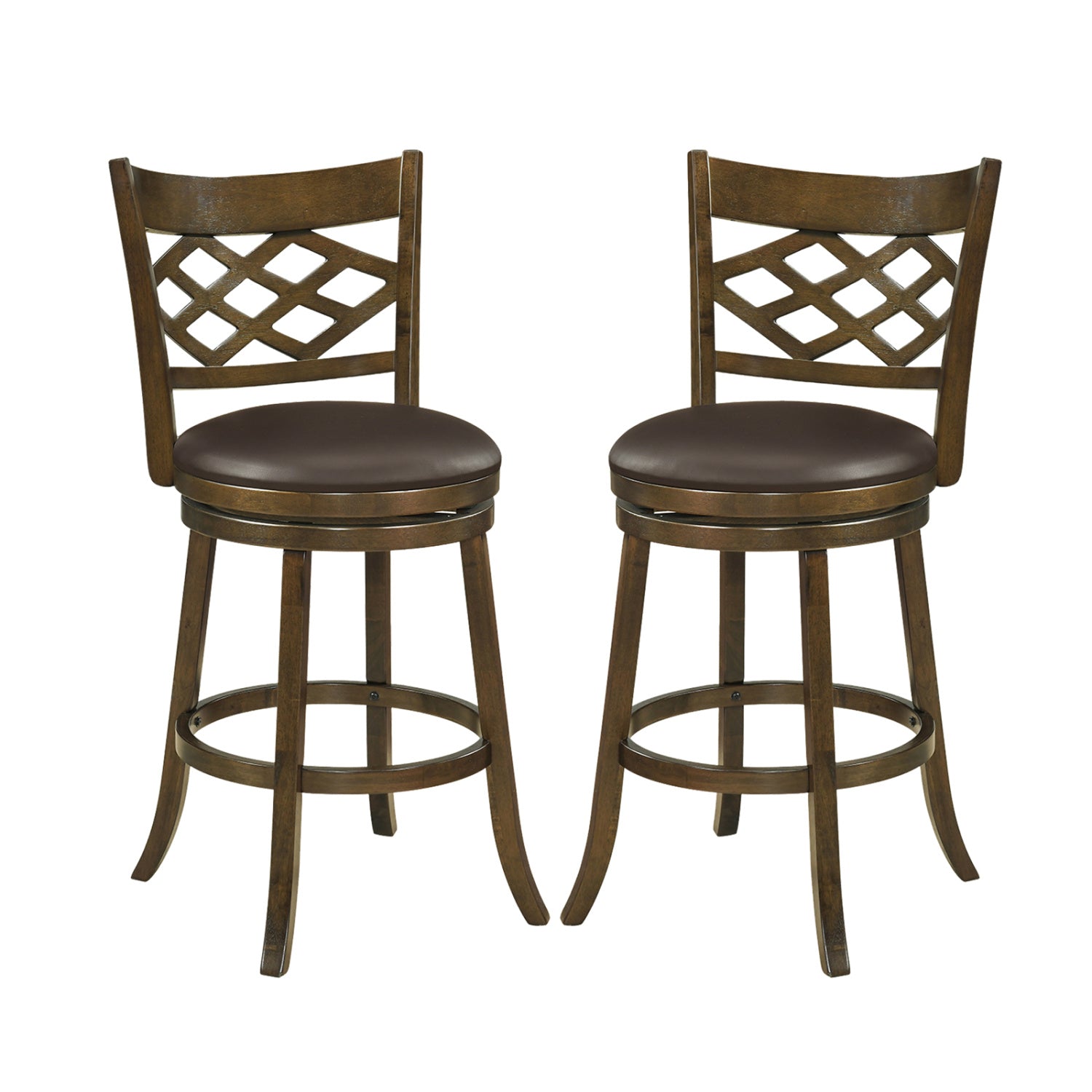 31 Inch Counter Height Bar Stools Set of 2 with Rubber Wood Frame, Brown Bar Stools Brown at Gallery Canada