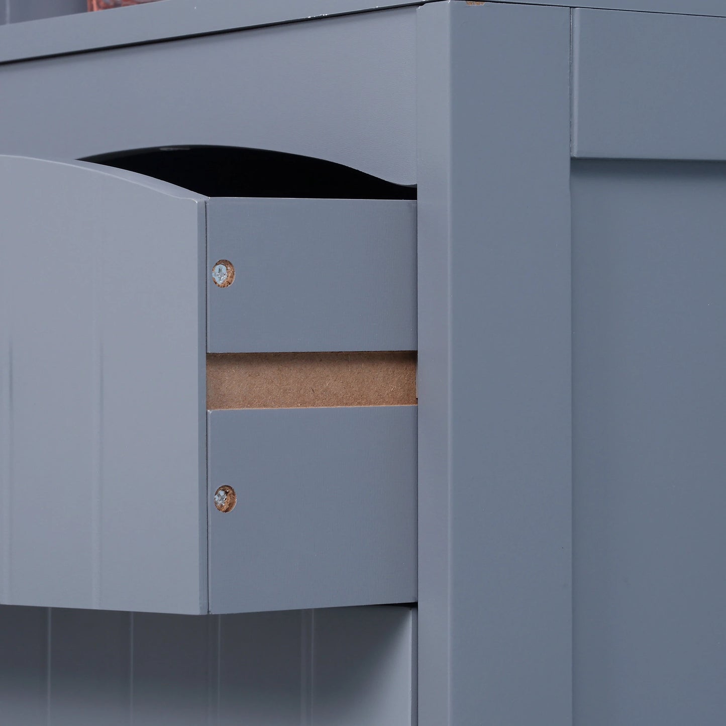 Tall Bathroom Storage Cabinet, 3-Tier Shelves with Drawer, Door, Grey Bathroom Cabinets at Gallery Canada