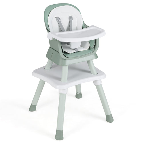 6-In-1 Convertible High Chair, Adjustable Removable Tray, Green