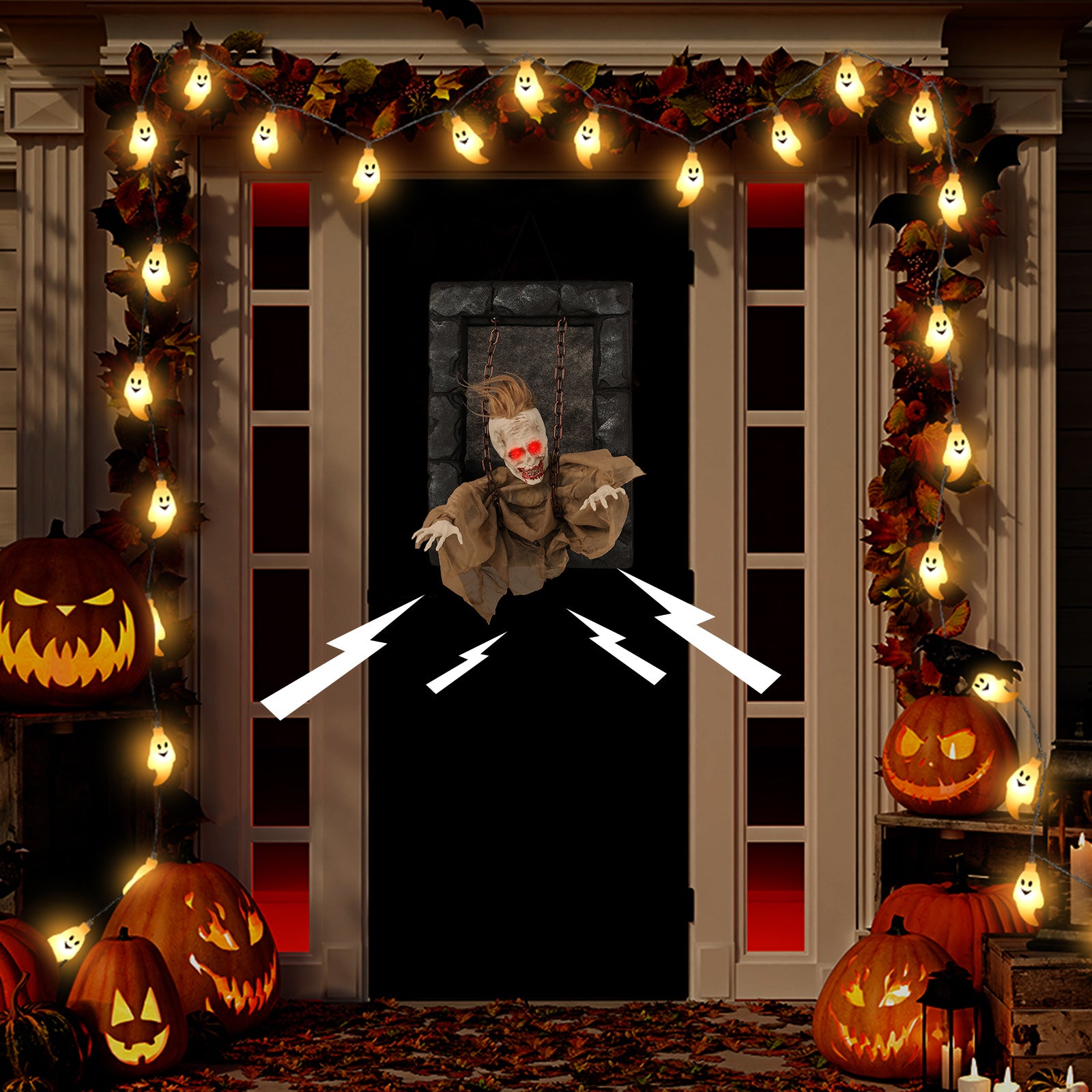 Halloween Hanging Animated Zombie Prisoner Decoration, Sound Activated Halloween at Gallery Canada