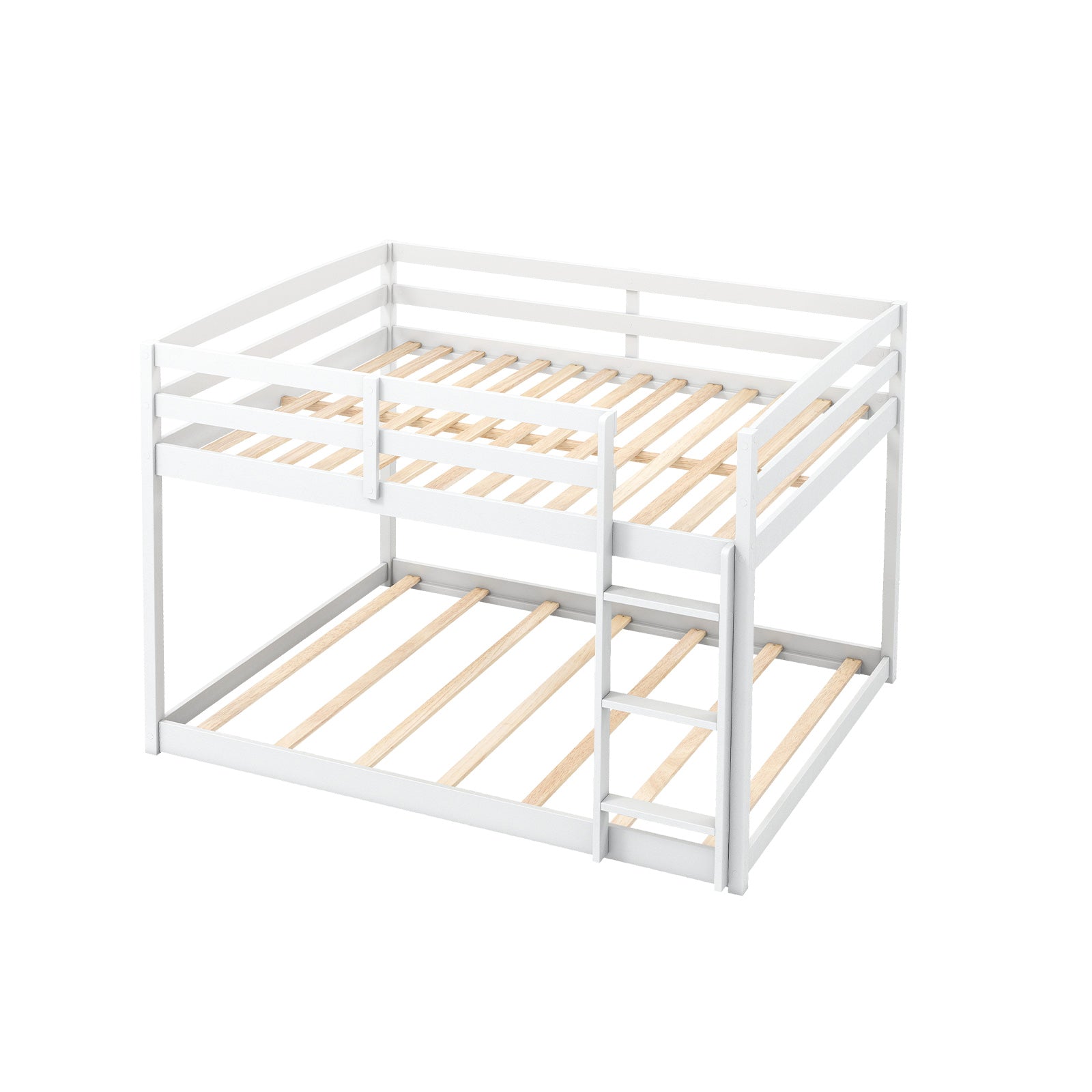 Full Over Full Bunk Bed, Low To Ground, White Bunk Bed Frame White at Gallery Canada