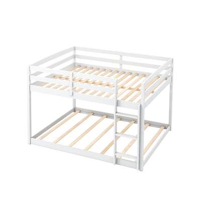 Full Over Full Bunk Bed, Low To Ground, White Bunk Bed Frame White at Gallery Canada