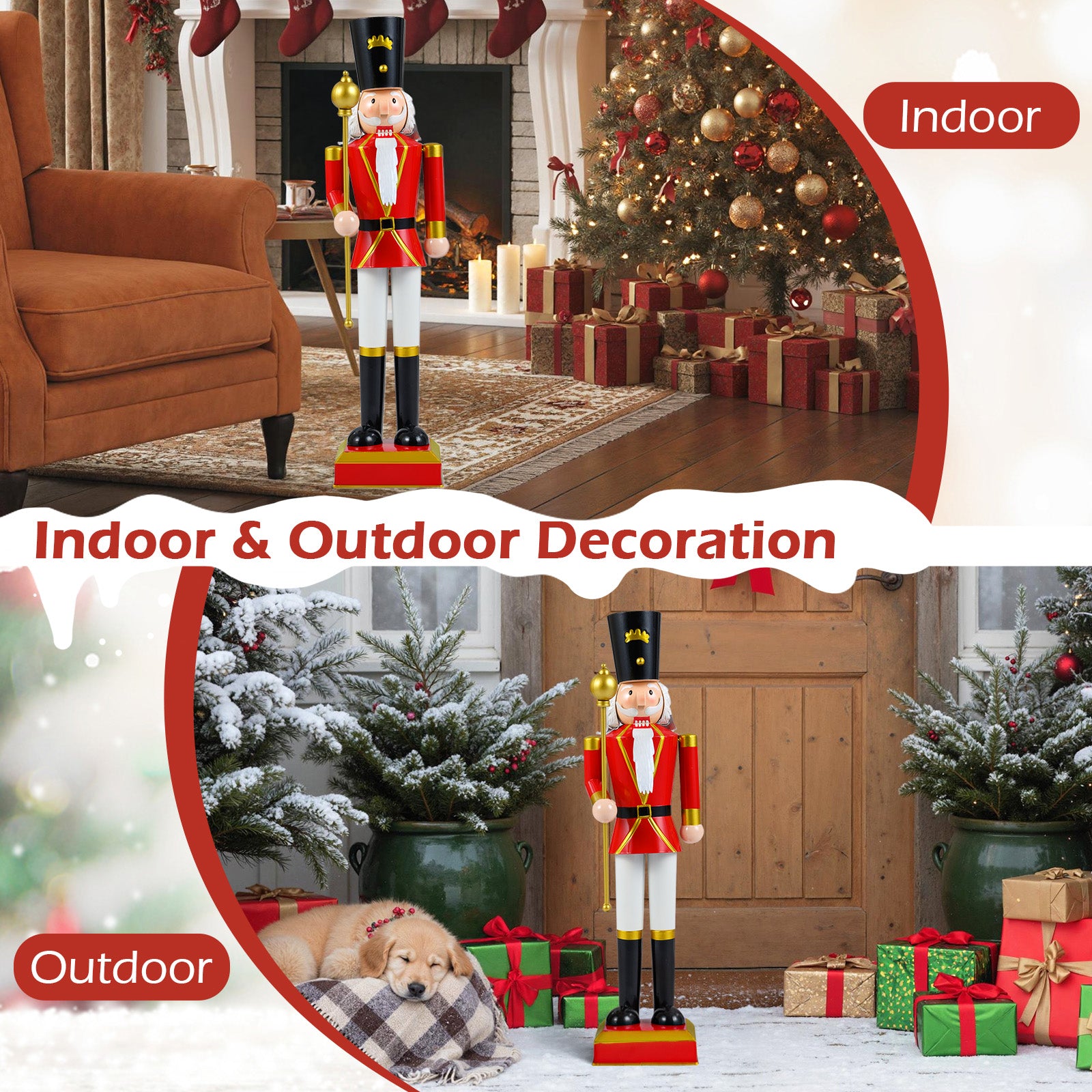 32.5 Inch Christmas Nutcracker, Red, Black Christmas Decor & Accessories at Gallery Canada