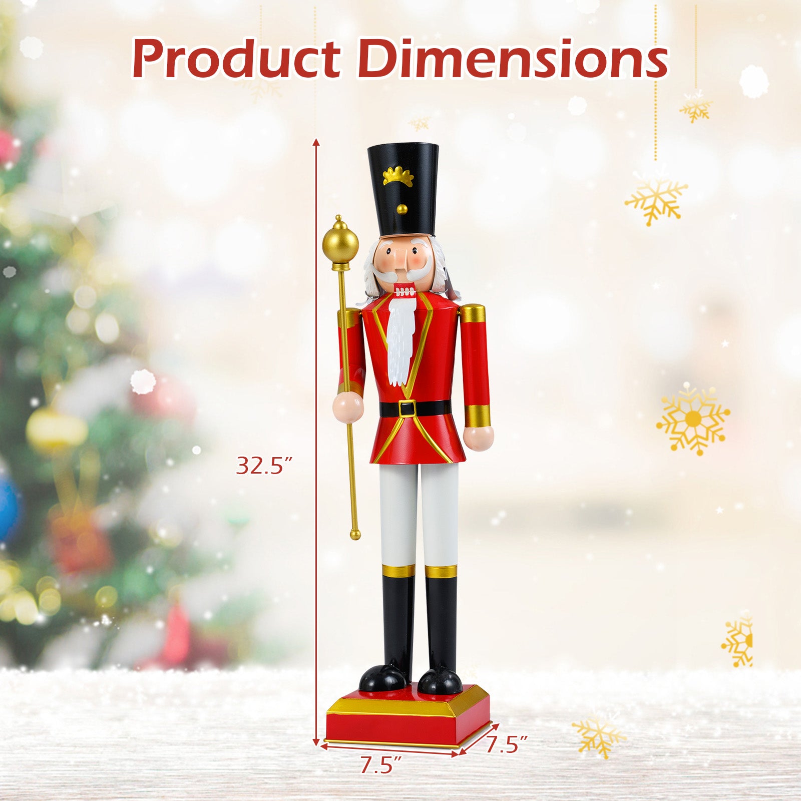 32.5 Inch Christmas Nutcracker, Red, Black Christmas Decor & Accessories at Gallery Canada