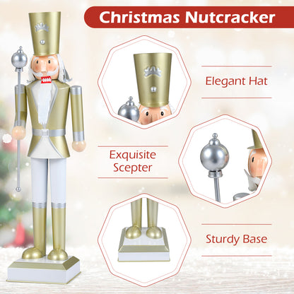 32.5 Inch Christmas Nutcracker, High Hat Scepter, White Golden Christmas Decor & Accessories at Gallery Canada