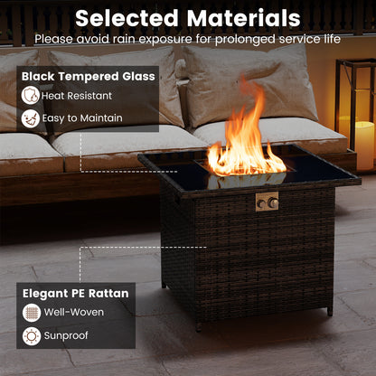 Propane Fire Pit Table, 32.5 Inch, 5000 BTU, Brown Fire Pit Tables at Gallery Canada