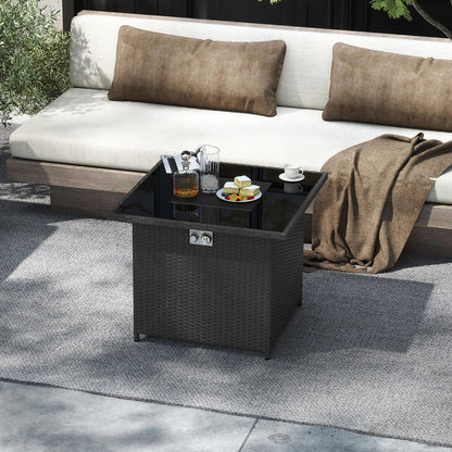 32.5 Inch Propane Fire Pit Table, 5000 BTU, Tempered Glass Tabletop, Black Fire Pit Tables at Gallery Canada