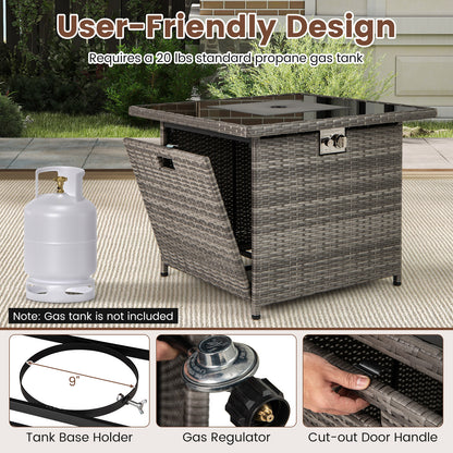 32.5 Inch Propane Fire Pit Table, 5000 BTU, Tempered Glass Tabletop, Gray Fire Pit Tables at Gallery Canada