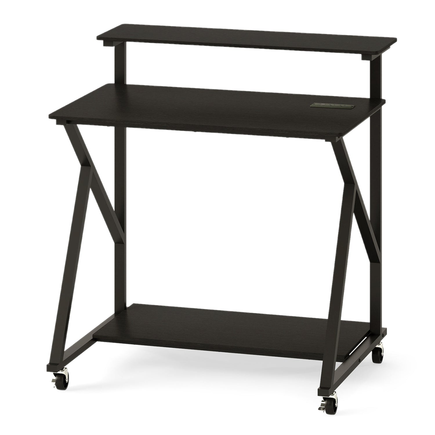 32 Inch Rolling Computer Desk, Power Outlets, Black Writing Desks Black at Gallery Canada