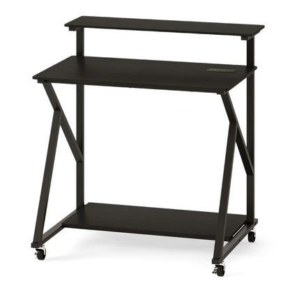 32 Inch Rolling Computer Desk, Power Outlets, Black Writing Desks Black at Gallery Canada
