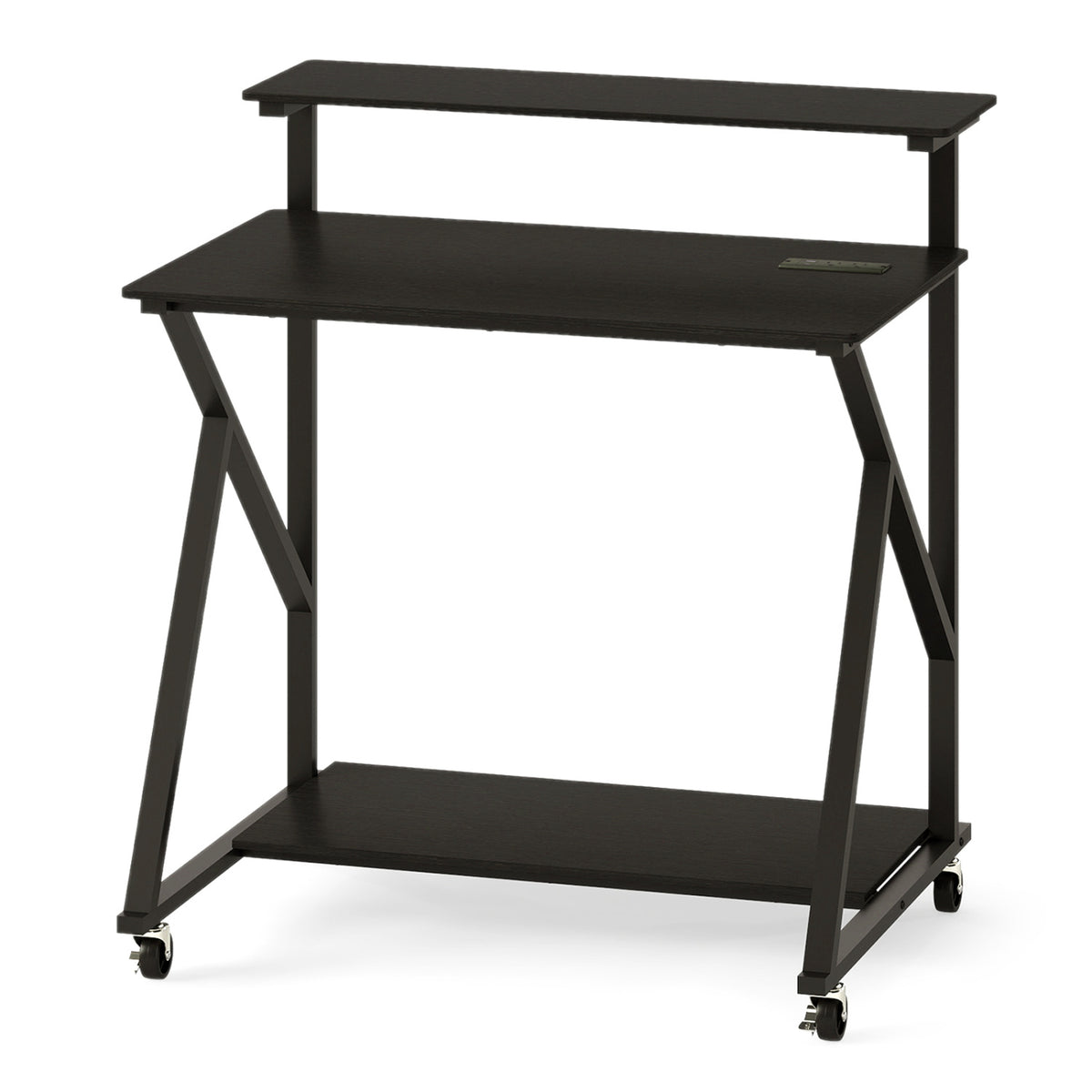 32 Inch Rolling Computer Desk, Power Outlets, Black Writing Desks at Gallery Canada