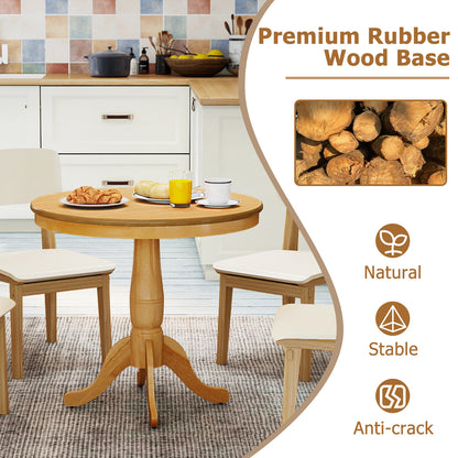 32 Inch Wooden Round Pub Pedestal Side Table, Natural Dining Tables at Gallery Canada