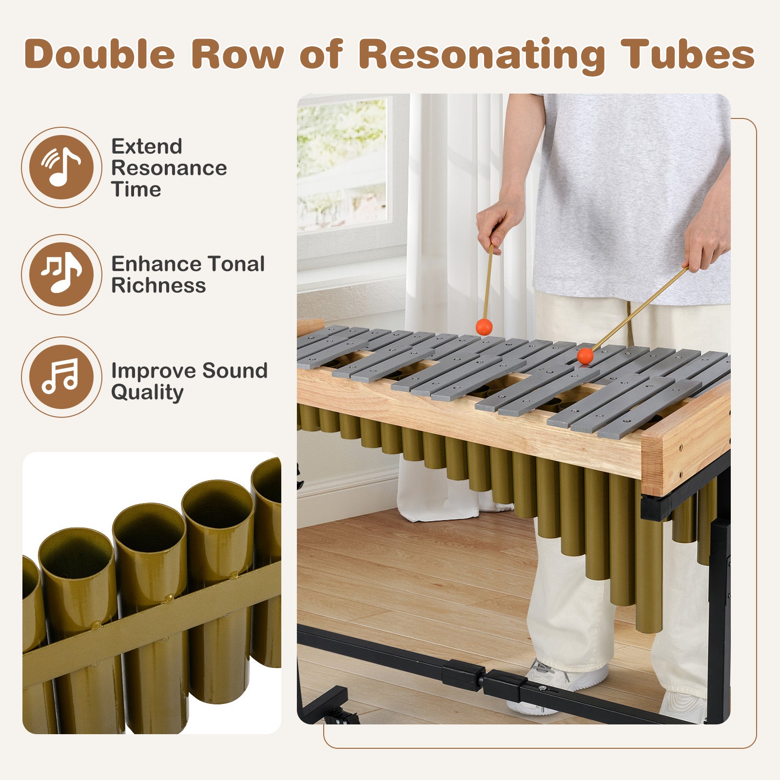 32 Note Marimba Aluminum Xylophone with Rubber Wood Base, Golden Drums & Percussion at Gallery Canada