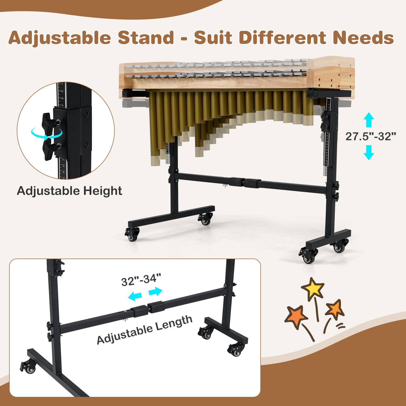 32 Note Marimba Aluminum Xylophone with Rubber Wood Base, Golden Drums & Percussion at Gallery Canada