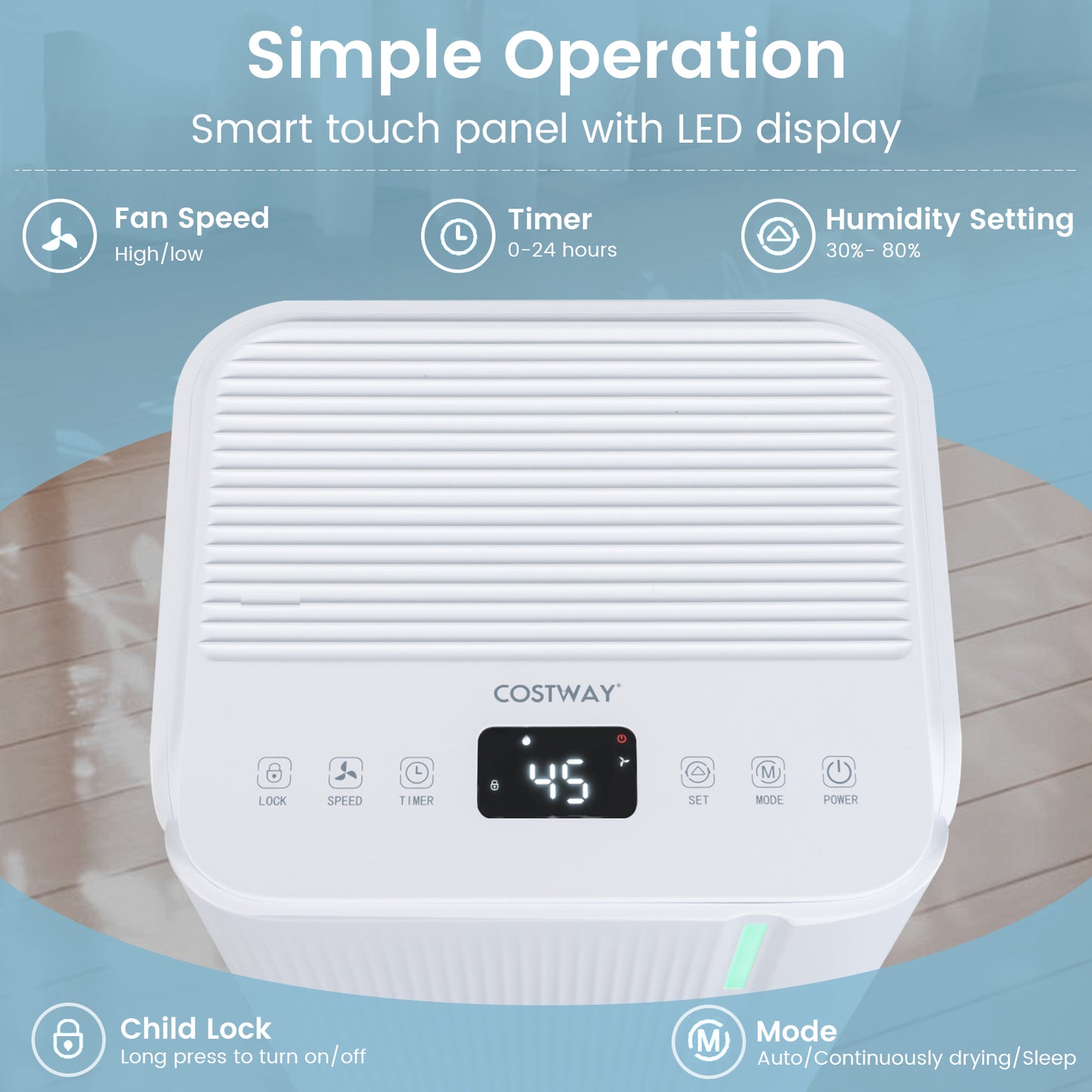 32 Pints 2000 Sq.ft Portable Dehumidifier, White Dehumidifiers at Gallery Canada