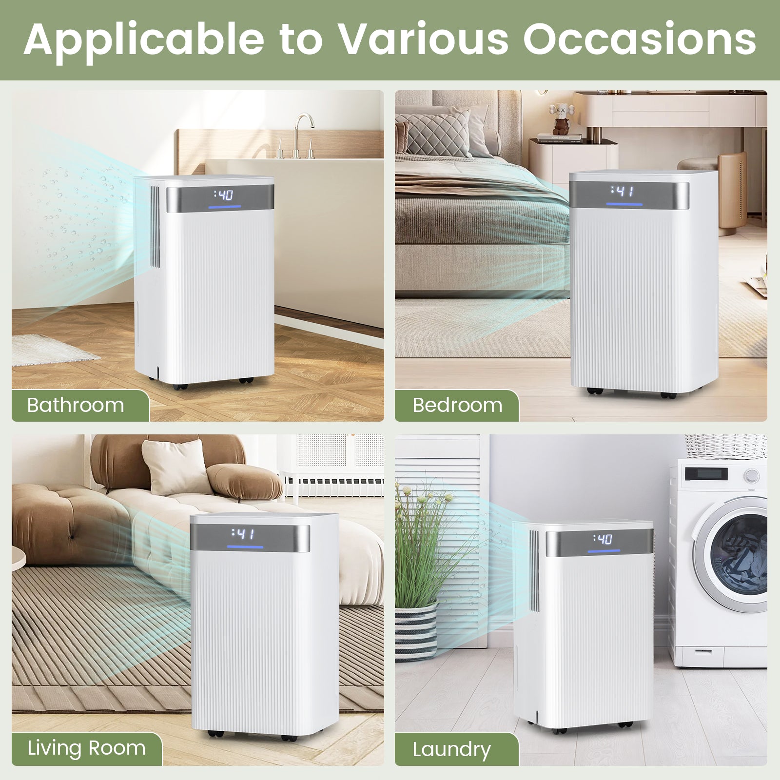 32 Pints 2000 Sq.ft Quiet Dehumidifier, 3 Modes, White Dehumidifiers at Gallery Canada
