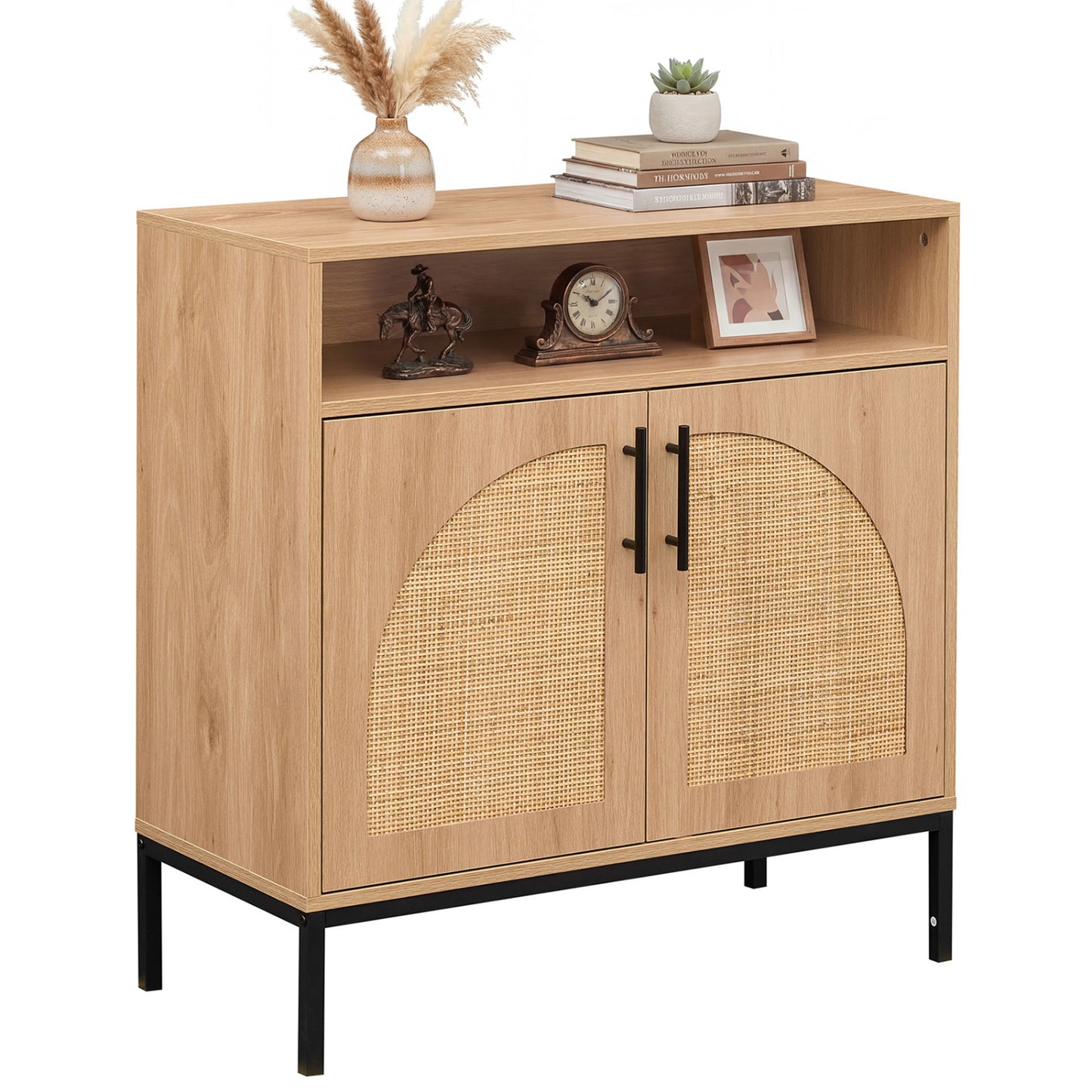 32" Sideboard Buffet Cabinet, 2 Rattan Doors, Adjustable Shelf, Natural Sideboards Cabinets & Buffets at Gallery Canada