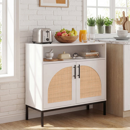 32" Sideboard Buffet Cabinet with Rattan Doors, White Sideboards Cabinets & Buffets at Gallery Canada