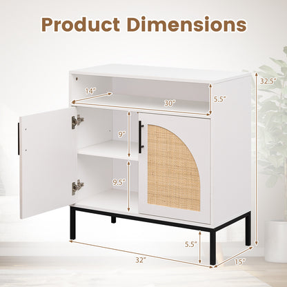 32" Sideboard Buffet Cabinet with Rattan Doors, White Sideboards Cabinets & Buffets at Gallery Canada