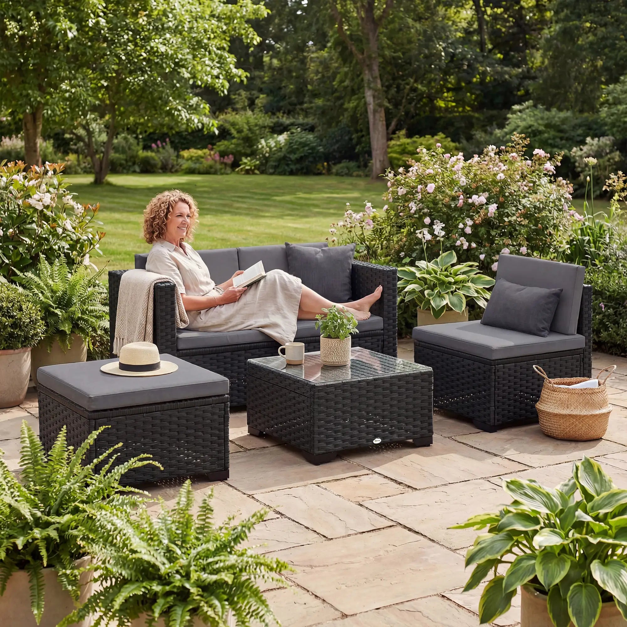 5 Piece Patio Furniture Set, L-Shape Sectional, Grey Patio Furniture Sets at Gallery Canada